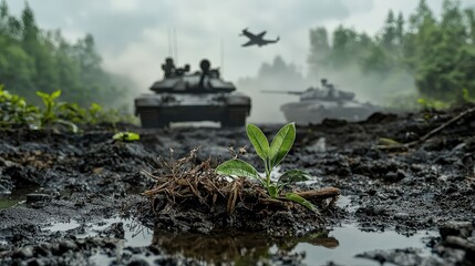 Aufkleber - Ai-driven battlefield strategies transforming military tactics in modern warfare ground perspective strategic concept