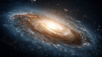 Wall Mural - Bright spiral galaxy glowing in the depths of outer space