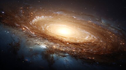 Wall Mural - Bright spiral galaxy glowing in the depths of outer space