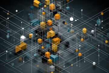 Leinwandbilder - Machine Learning Process Illustrated Through the Evolution of Geometric Structures Over Time Using an Abstract Aesthetic