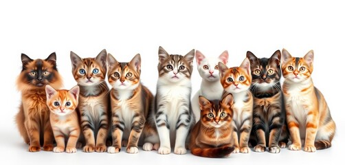 Naklejka na meble Adorable cats of various breeds posed on a clean white background, adorable, orange cat