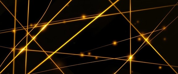 Wall Mural - abstract black and gold geometric background with overlay, golden light lines, and copy space , styl