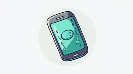 Smartphone app interface design, teal droplet
