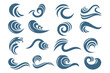 © su - Water wave logo design. Wave shapes collection. Set of sea wave logo in blue . vector illustration