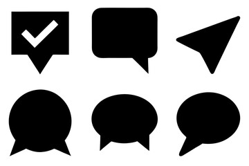 Wall Mural - tick and ok silhouette vector icon set, vector set of speech and talk bubbles illustrations, set of 