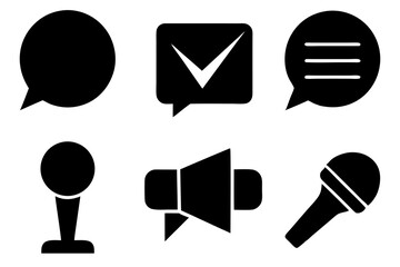 Wall Mural - tick and ok silhouette vector icon set, vector set of speech and talk bubbles illustrations, set of 