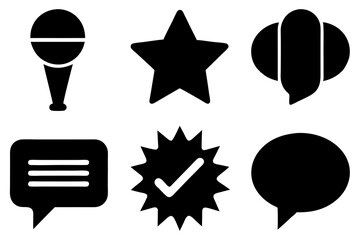 tick and ok silhouette vector icon set, vector set of speech and talk bubbles illustrations, set of 