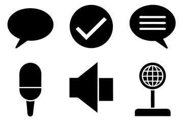 Wall Mural - tick and ok silhouette vector icon set, vector set of speech and talk bubbles illustrations, set of 