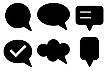 Wall Mural - tick and ok silhouette vector icon set, vector set of speech and talk bubbles illustrations, set of 