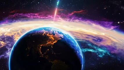 Wall Mural - Vibrant Planets and Nebulae in the Cosmic Depths of Space