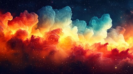 Wall Mural - Cosmic nebulae swirling in vibrant hues