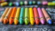 © Lindha - Colorful crayons on chalkboard