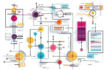 Leinwandbilder - Stylized Flowchart Elements Designed for Infographics and Presentations on a White Background Ready for Various Uses