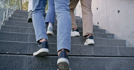 Poster - University, school and feet of people on stairs walking for commute to class, lesson and lecture. Academy, college and closeup of students on steps on campus for learning, education and scholarship