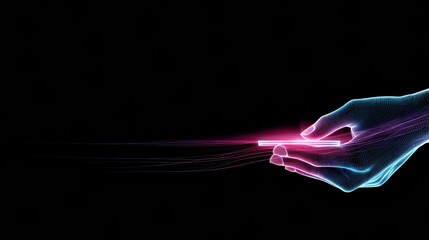 Fototapete - Glowing Touchless Payment System in Hand Scan Animation Demonstrating Modern Transaction Technology