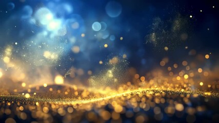 Aufkleber - Golden Shimmering Particles Dance in a Dreamlike, Ethereal Blue Haze