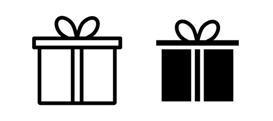 Gift icon in black color for website or app.