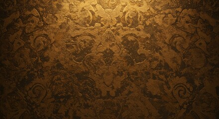 Aufkleber - A gold and brown background with a pattern of flowers