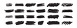 © Yanka - Ink brush shape strokes set, brushes, lines, black paint, grungy. hand drawn graphic element isolated