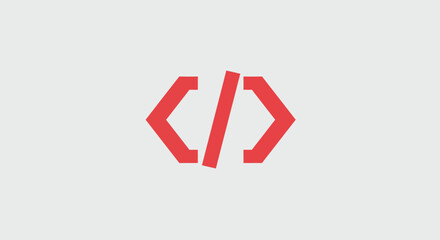 Coding logo concept with angled brackets and slash for technology and programming themes on a white background perfect for developers and designers