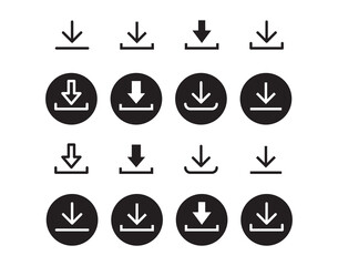 Wall Mural - Download icon symbol. Round sign down arrow. Download icon for apps, websites interface.