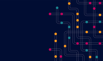 Wall Mural - circuit connect lines and dots. network technology and connection concept. decentralized network nod