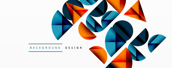 Aufkleber - Abstract geometric shapes, circles, triangles, orange, blue hues. Modern design element for backgrounds, patterns, layouts.