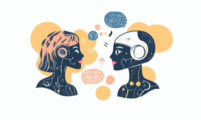 Wall Mural - ai chatbot illustration: neural network concept in chatgpt style for technology discussions