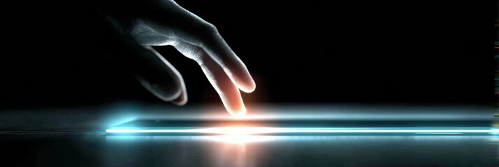 Fototapete - Touchless Payment System Activates With Hand Scan During Digital Transaction in Modern Environment