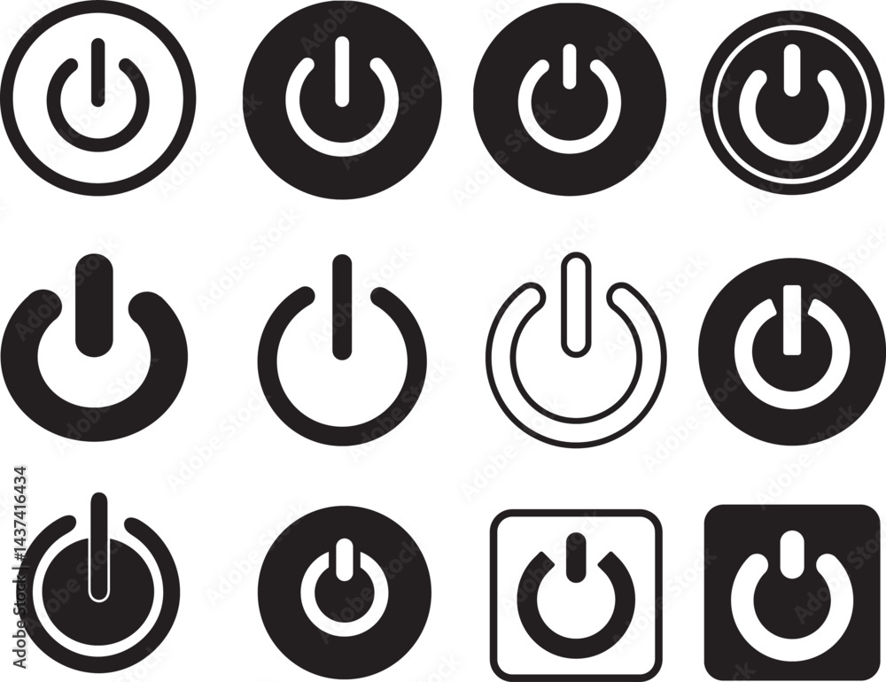 Printable vector illustration of power button icon Stock Vector | Adobe ...
