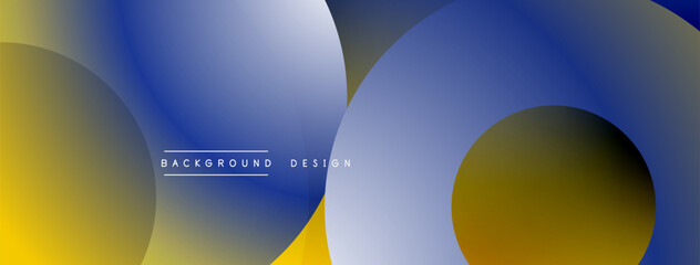 Aufkleber - Abstract composition features overlapping circles. Gradient colors blend yellow, blue hues. Minimalist design evokes modern aesthetic.