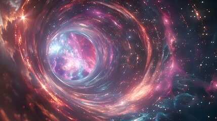 Wall Mural - a colorful, swirling galaxy with a large, glowing hole in the center