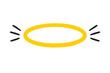 © Yanka - angels halo, nimbus doodle icon. vector flat icon design yellow halo on white background. logo template halo element religion theme.
