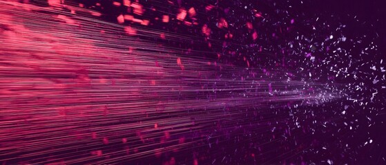 Wall Mural - abstract background with pink and purple light streaks and scattered particles.