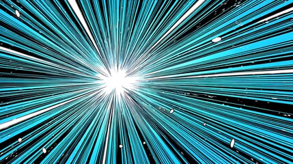Wall Mural - abstract image shows radiating blue and white lines from a central bright spot.