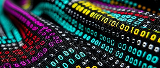abstract colorful background with binary code pattern zeros and ones.