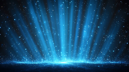 Wall Mural - Elegant blue light rays and particles background perfect for festive celebrations and abstract designs creating a magical ambiance