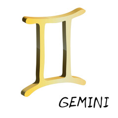 Fototapete - 3d gemini zodiac sign Esoteric symbol Astrology clipart Element for design