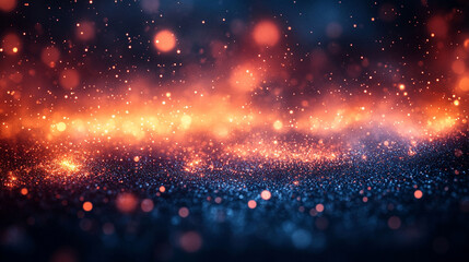 Abstract bokeh background with vibrant orange and blue light.