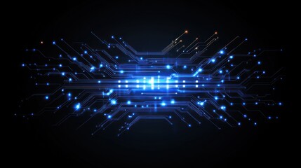 Abstract Digital Circuitry: Glowing Blue Network