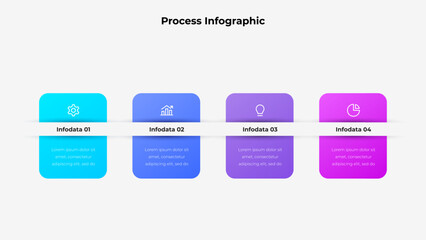 Poster - Infographic featuring four distinct steps, represented with icons and colorful blocks, ideal for presentations, business processes, and educational materials illustrating step-by-step progression