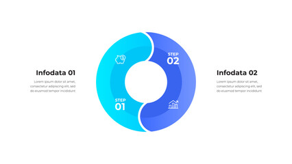Leinwandbilder - Circular Diagram with Two Data Steps and Icon Illustrations