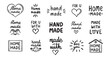 © Yanka - vintage old style hand made and made with love labels writings set. Hand drawn doodle outline drawing hand made line clipart symbol