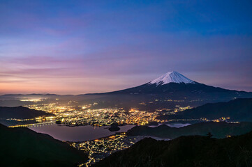 Poster - 山梨県新道峠からの富士山と河口湖