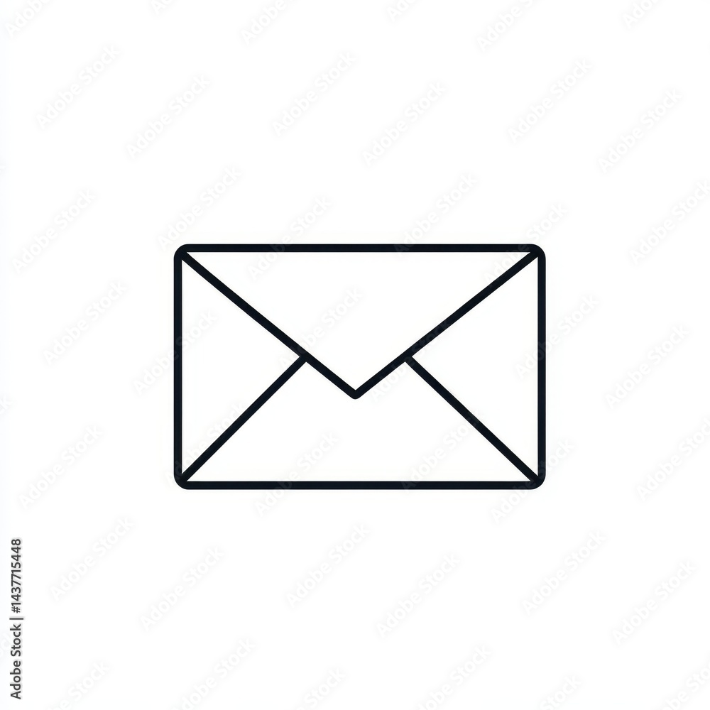 Simple email icon. A basic, black outline graphic of a closed envelope ...