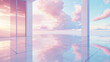 © Thanthara - serene architectural space with reflective surfaces and colorful sky