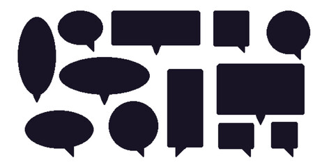 Wall Mural - pixel art speech bubbles simple silhouette. 8 bit text boxes set. rectangle and round chat frames. d