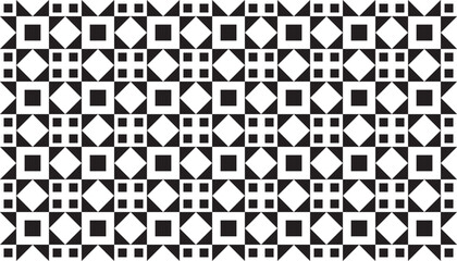 seamless black and white geometric pattern composed of alternating diamond and square shapes, creati