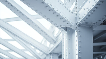 Wall Mural - Close up view of industrial steel framework showcasing intricate details and structure