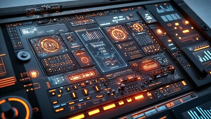 Futuristic interface control panel glowing